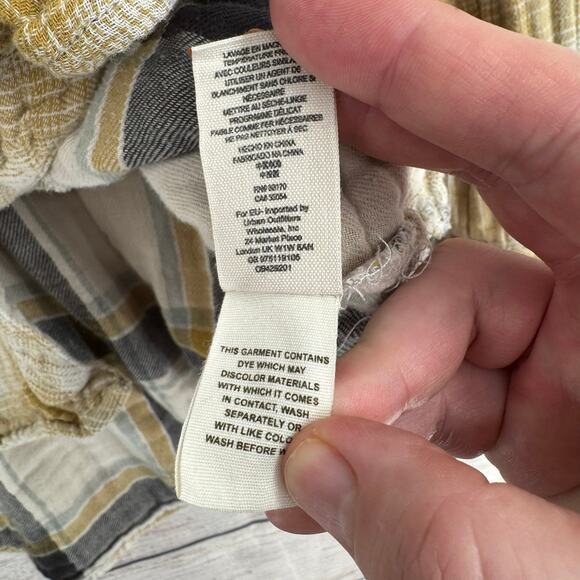 Free People Plaid Button Down 4 Pocket Shirt Womens XS Beige Tan - Picture 10 of 13